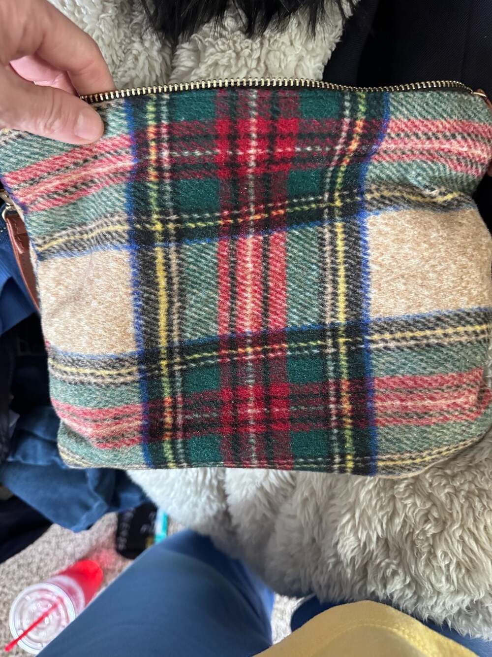 L.I.B. New York Tartan Plaid Zippered Clutch Bag